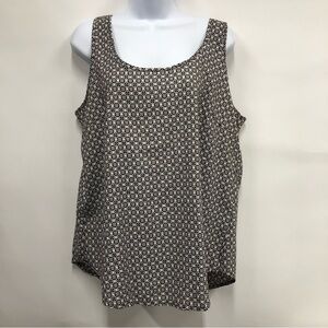 Faded Glory womens size L (12-14) tank top black & white floral geometric shirt